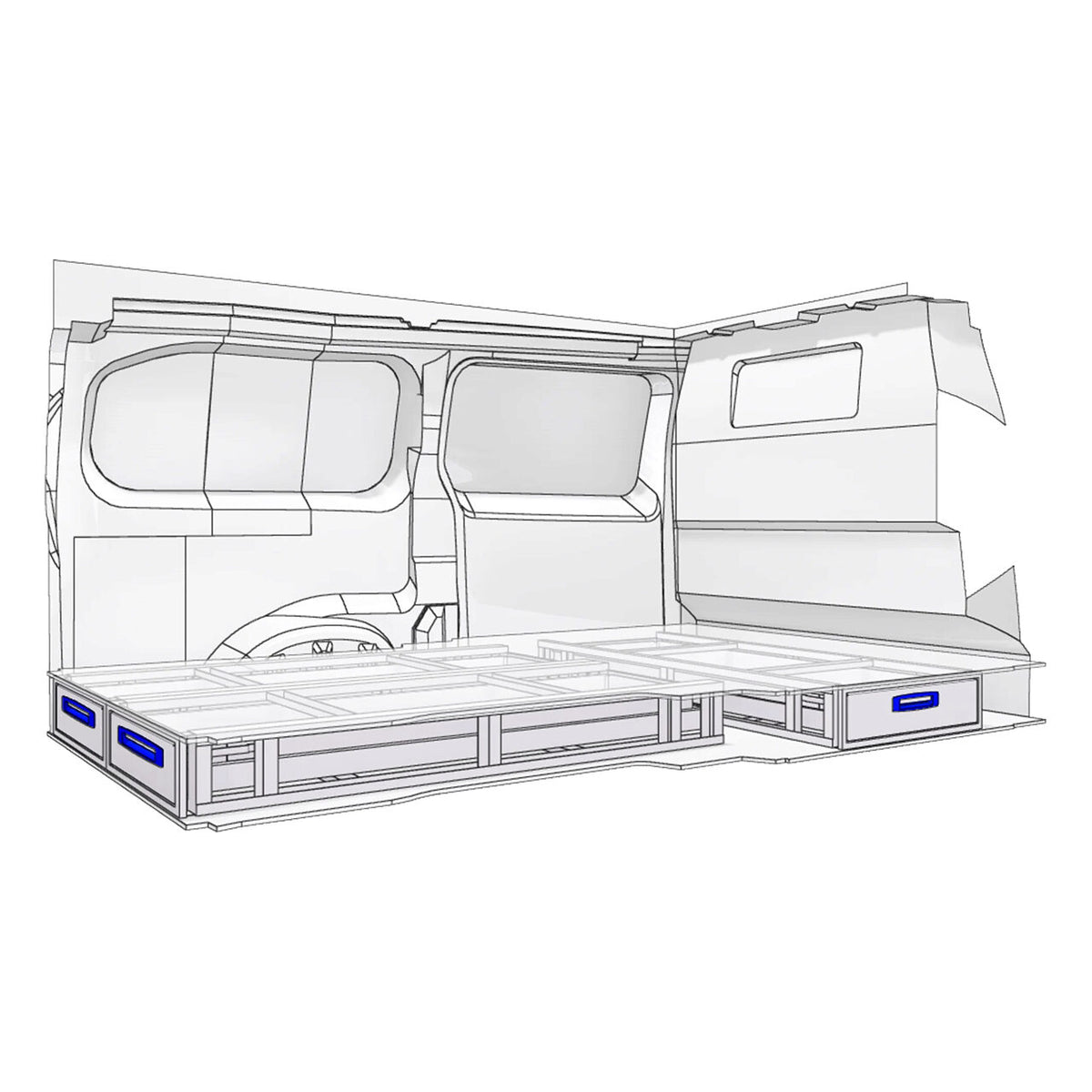 Sistem de sertare sub podea XLD Line Provan 57-1-130-00 pentru VAUXHALL Vivaro 2016-2019, ampatament L1 (3098 mm), inaltime H2 (2493 mm)