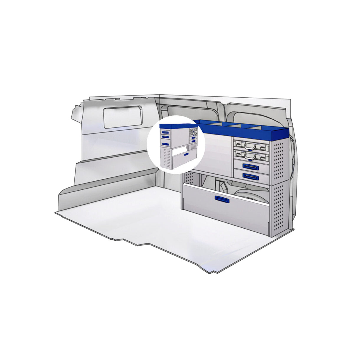 Sistem mobilier modular pe partea dreapta Provan 57-1-105-00 pentru OPEL Movano 2021, ampatament L1 (3000 mm), inaltime H1 (2254 mm)