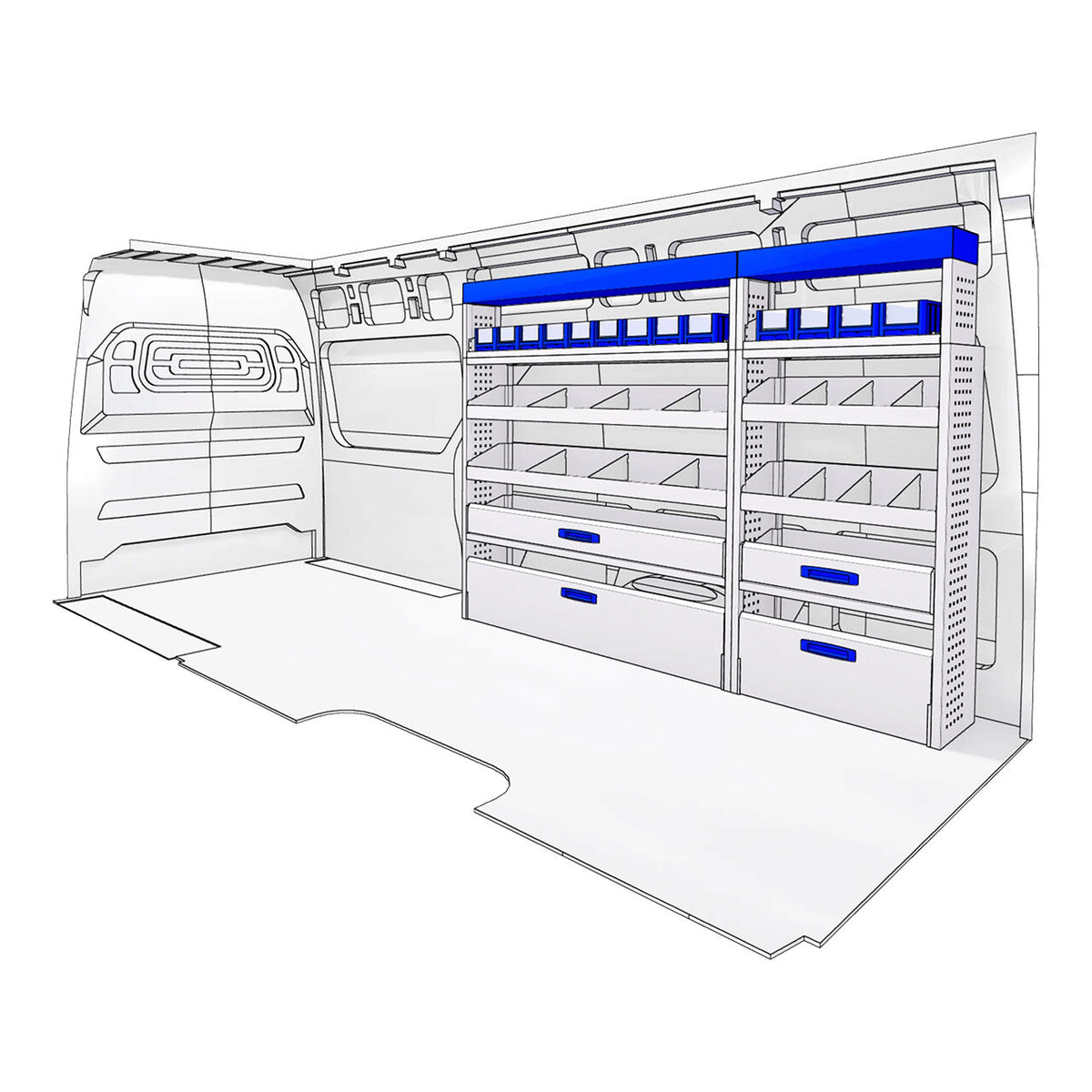Sistem mobilier modular pe partea dreapta Provan 57-1-143-00 pentru IVECO Daily 2014, ampatament L4 (4100 mm), inaltime H3 (2780 mm)