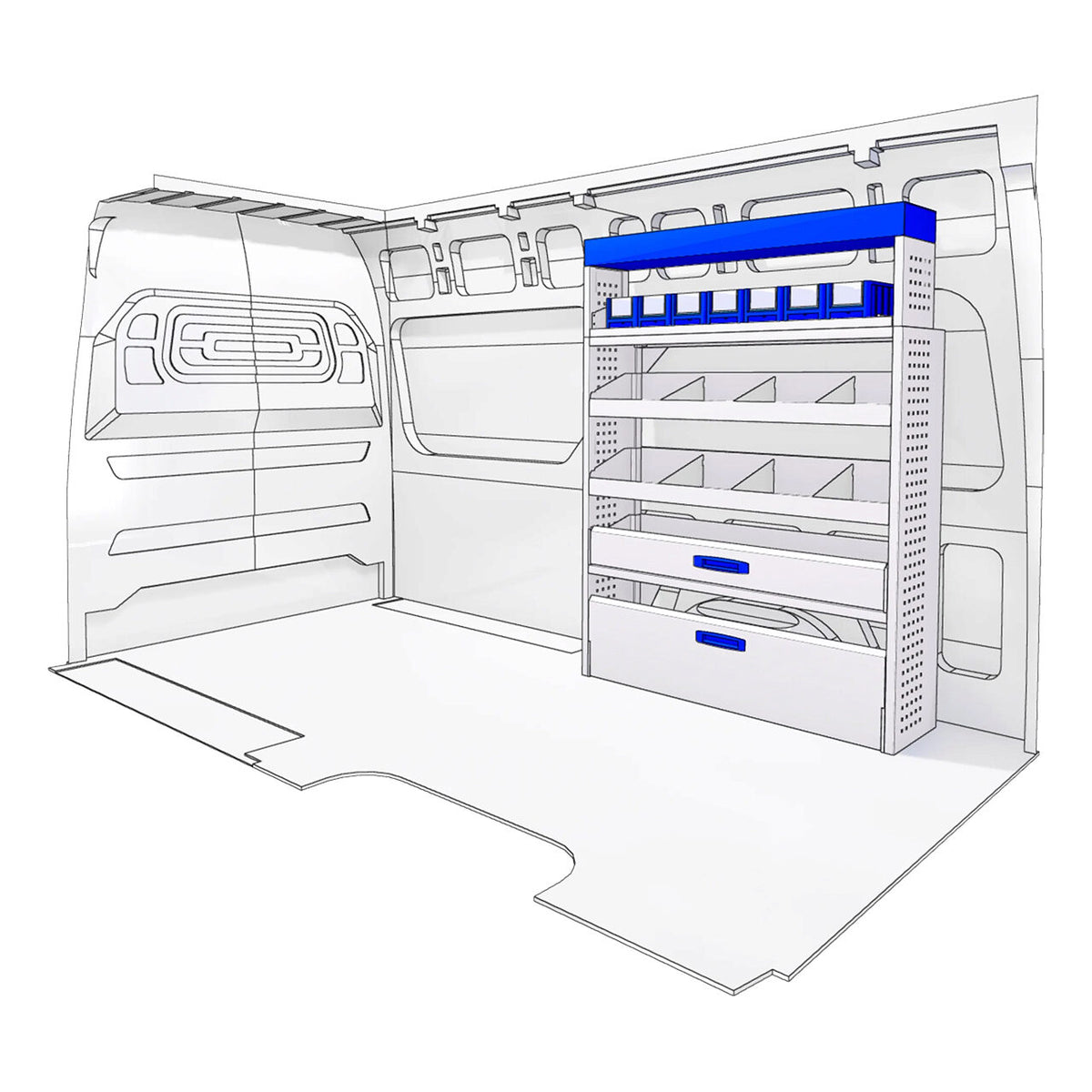 Sistem mobilier modular pe partea dreapta Provan 57-1-134-00 pentru MERCEDES Sprinter 2018, ampatament L1 (3259 mm) tractiune fata, inaltime H2 (2642 mm)