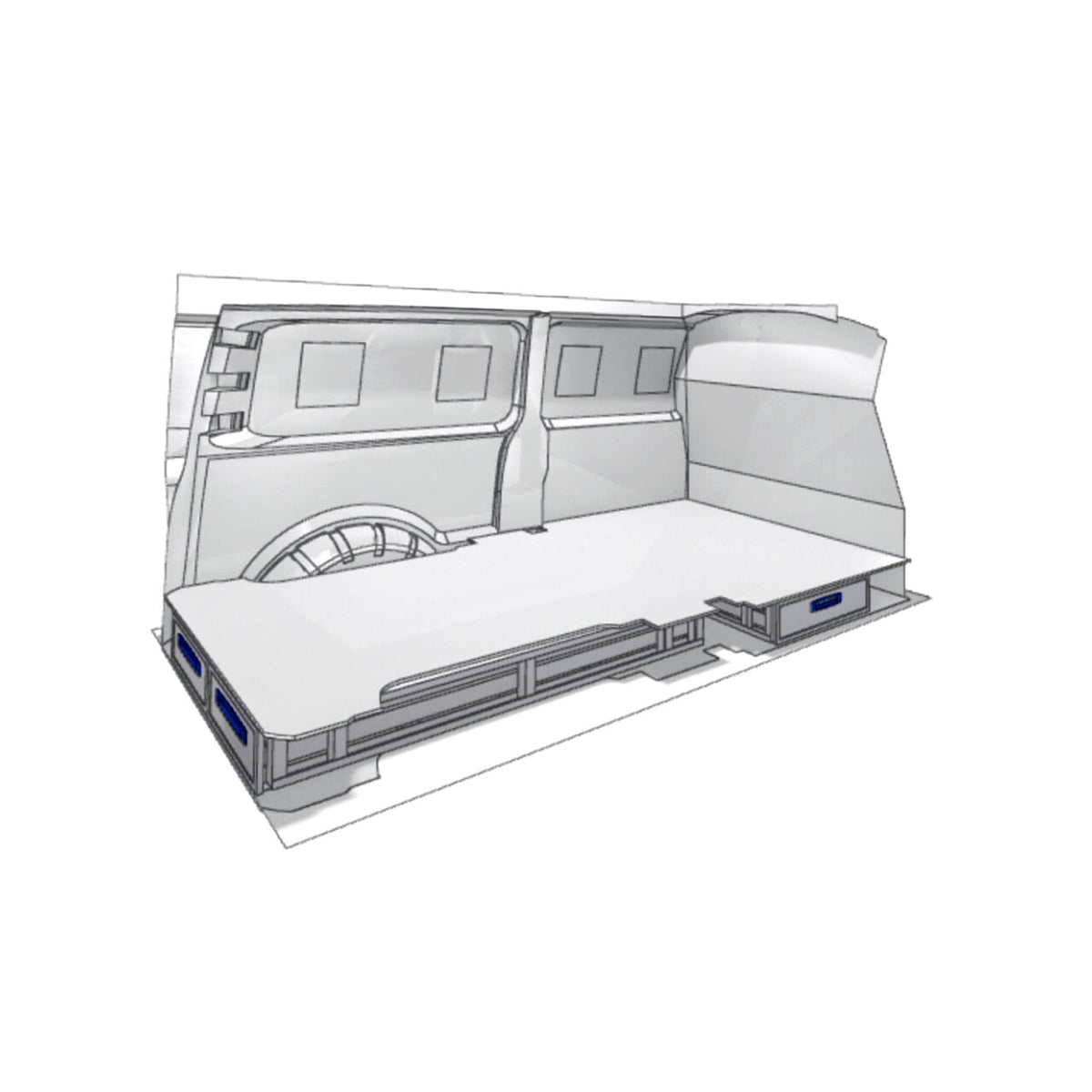 Sistem de sertare sub podea XLD Line Provan 57-1-130-00 pentru MERCEDES Vito 2014, ampatament L2 (3200 mm), inaltime H1 (1910 mm)
