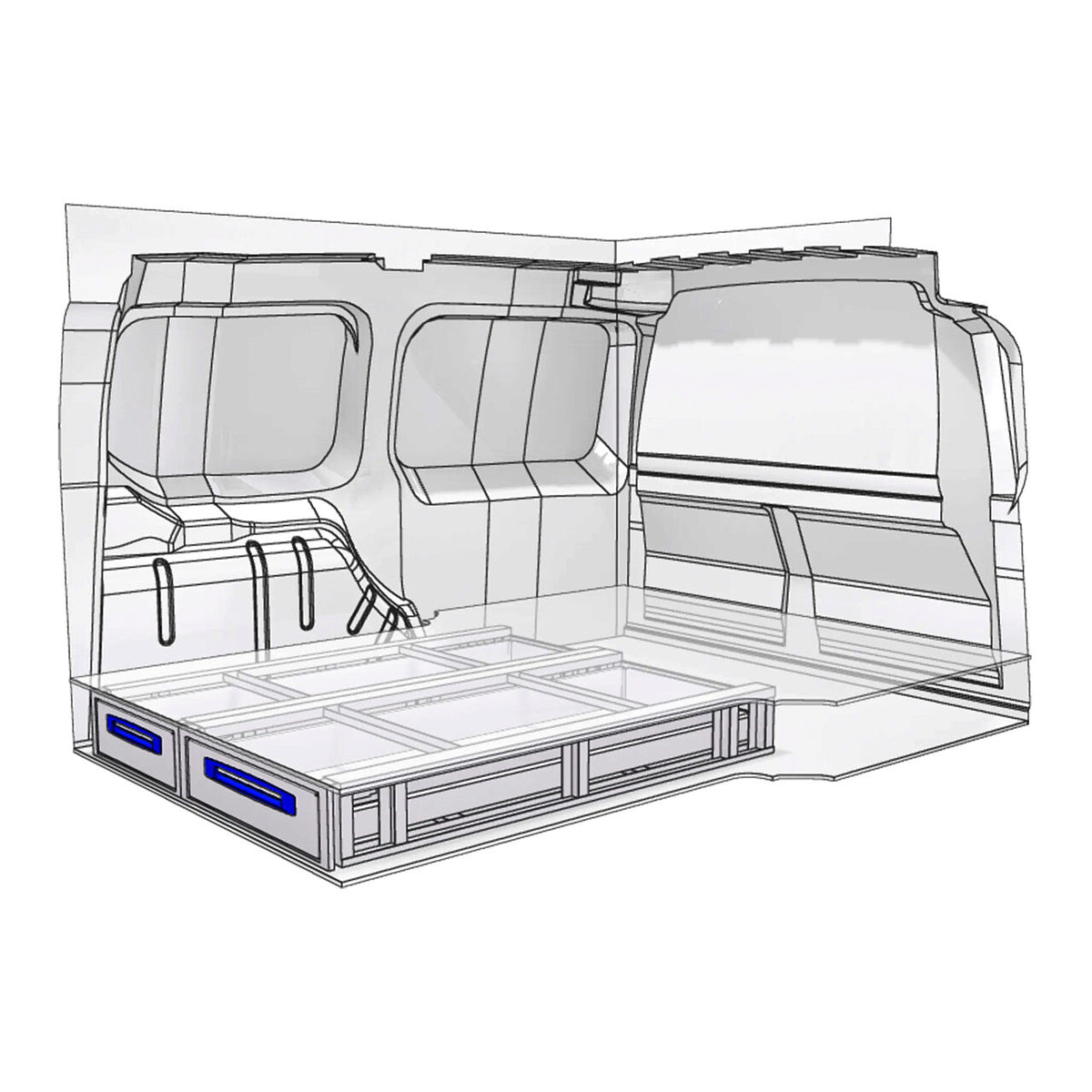 Sistem de sertare sub podea XLD Line Provan 57-1-156-00 pentru CITROEN Berlingo 2018, ampatament L2 (2975 mm), inaltime H1 (1817 mm)