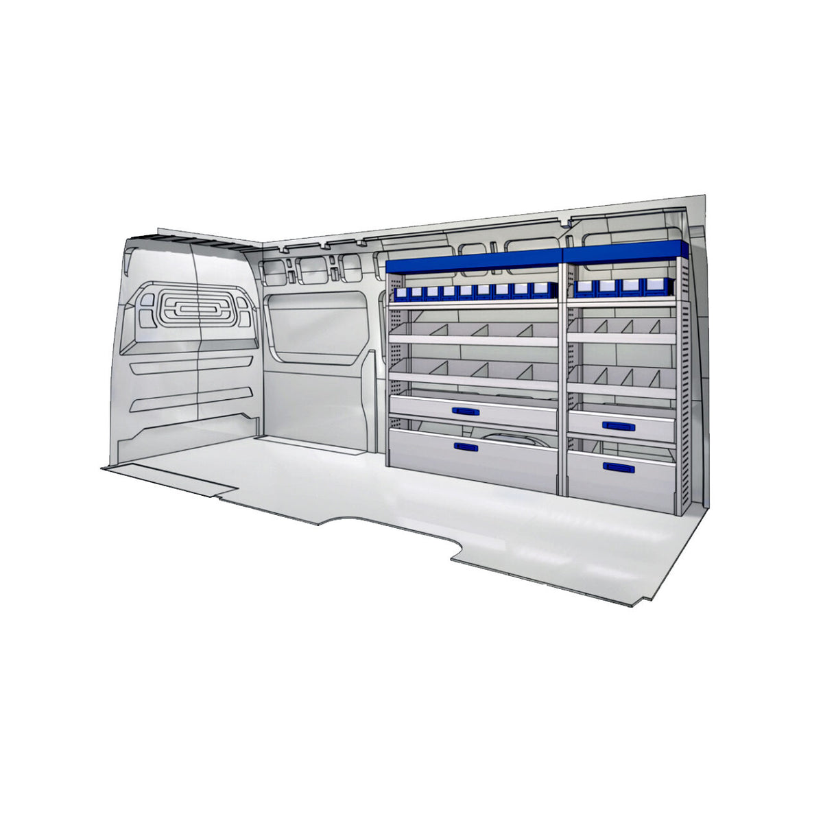 Sistem mobilier modular pe partea dreapta Provan 57-1-143-00 pentru IVECO Daily 2014, ampatament L4 (4100 mm), inaltime H3 (2780 mm)