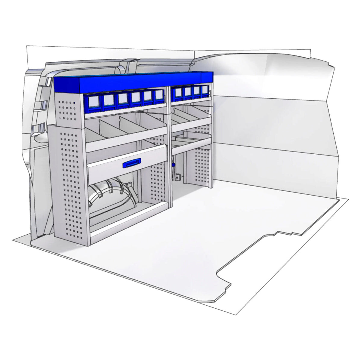 Sistem modular Provan 57-1-117-00 tip atelier pentru autoutilitare de dimensiuni medii  - Partea stanga