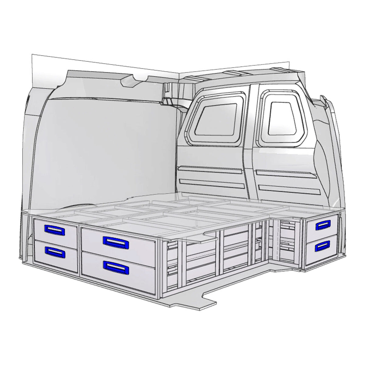 Sistem de sertare sub podea XLD Line Provan 57-1-110-00 pentru VAUXHALL Combo 2018, ampatament L1 (2785 mm), inaltime H1 (1796 mm)