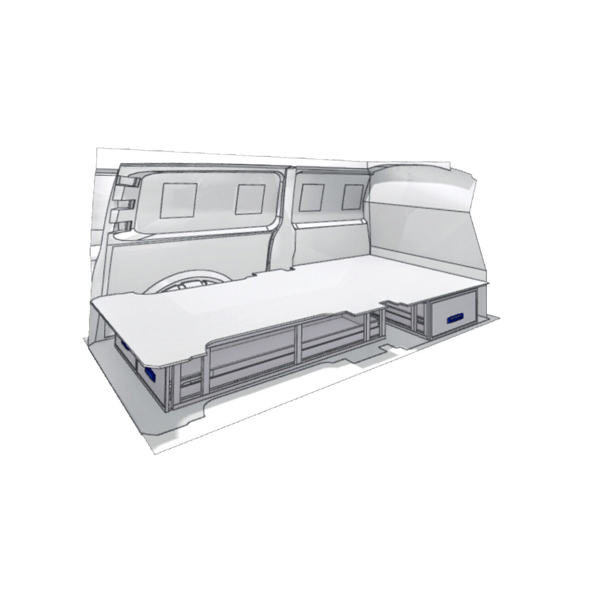 Sistem de sertare sub podea XLD Line Provan 57-1-131-00 pentru FORD Transit Custom 2014, ampatament L2 (3300 mm), inaltime H2 (2490 mm)