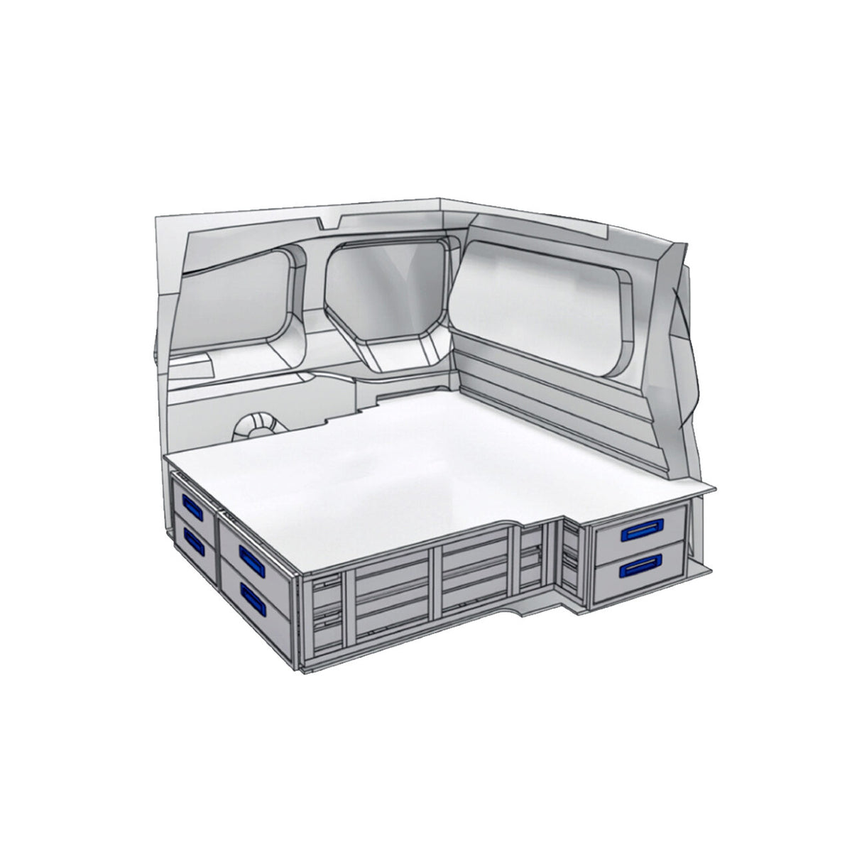Sistem de sertare sub podea XLD Line Provan 57-1-110-00 pentru VAUXHALL Combo 2018, ampatament L1 (2785 mm), inaltime H1 (1796 mm)