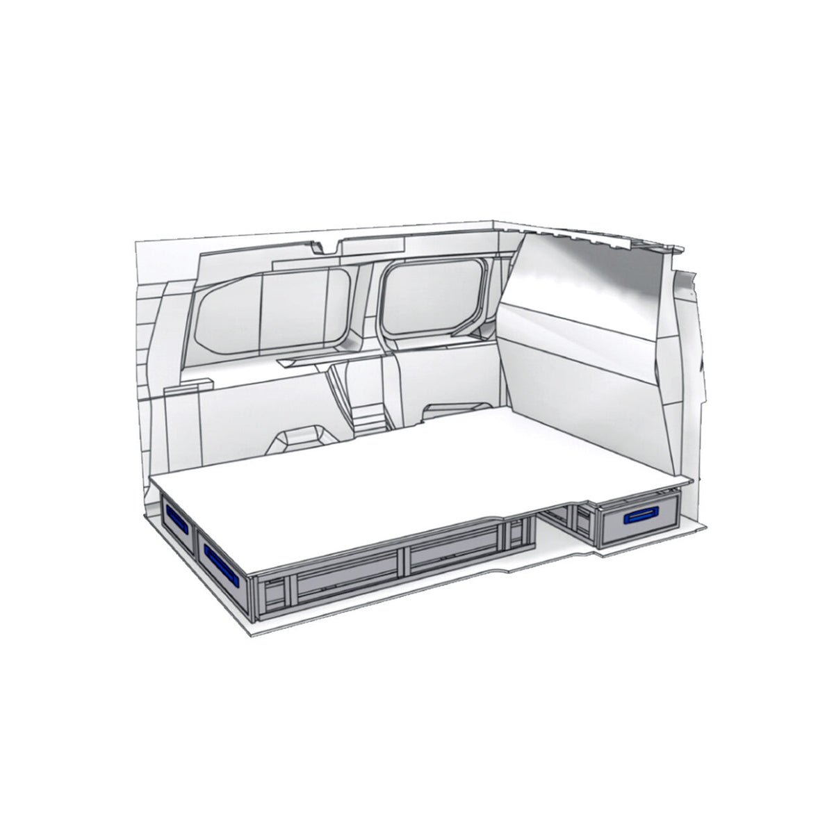 Sistem de sertare sub podea XLD Line Provan 57-1-148-00 pentru FIAT Doblo Maxi 2010, ampatament L2 (3105 mm), inaltime H2 (2125 mm)