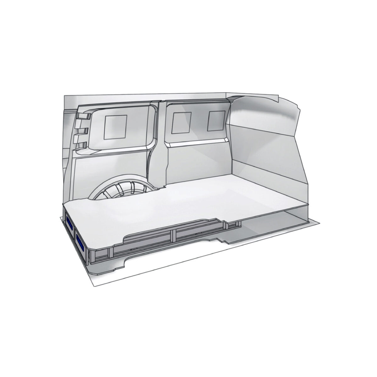 Sistem de sertare sub podea XLD Line Provan 57-1-154-00 pentru VAUXHALL Vivaro 2016-2019, ampatament L1 (3098 mm), inaltime H2 (2493 mm)