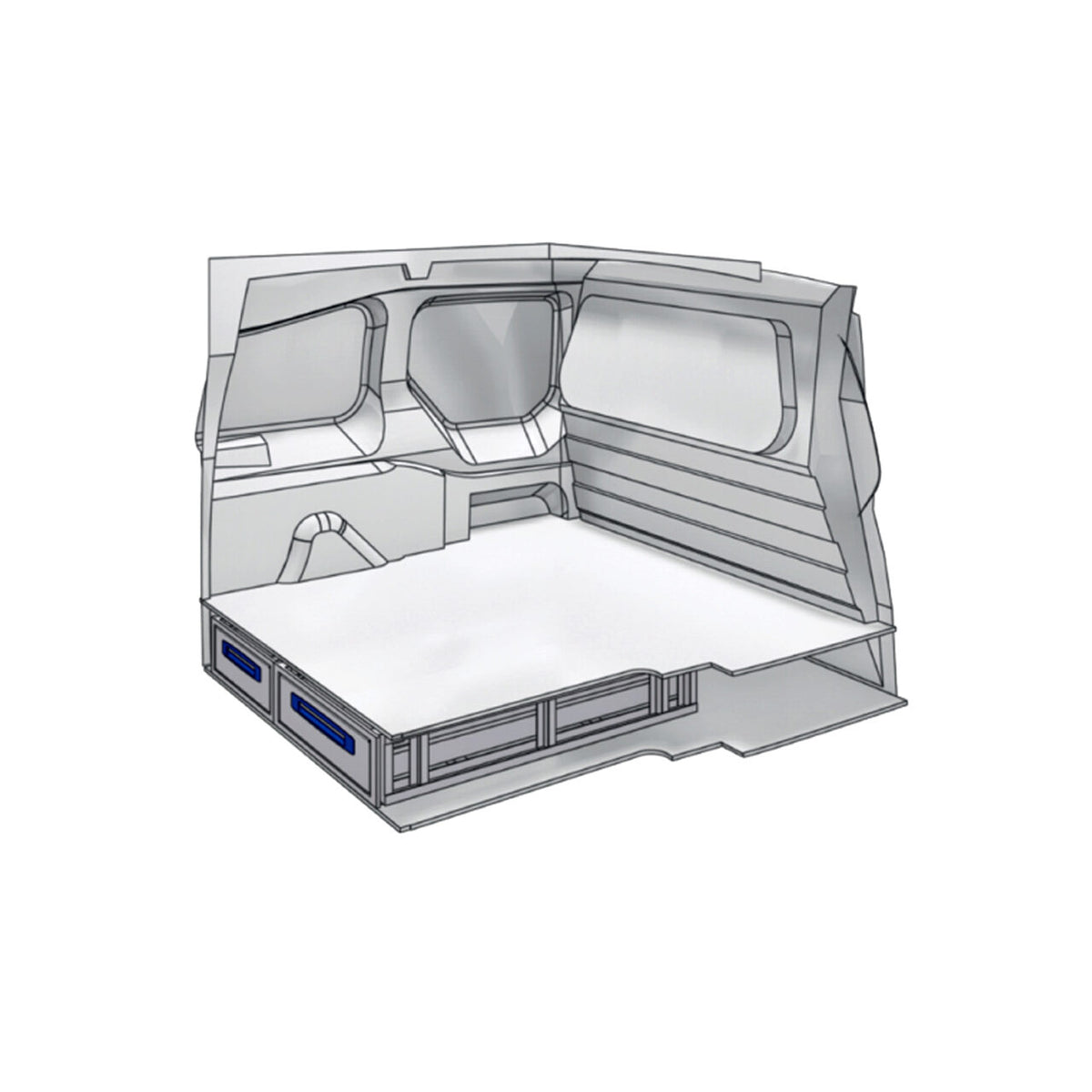 Sistem de sertare sub podea XLD Line Provan 57-1-155-00 pentru CITROEN Berlingo 2008-2018, ampatament L1 (2728 mm), inaltime H1 (1828 mm)