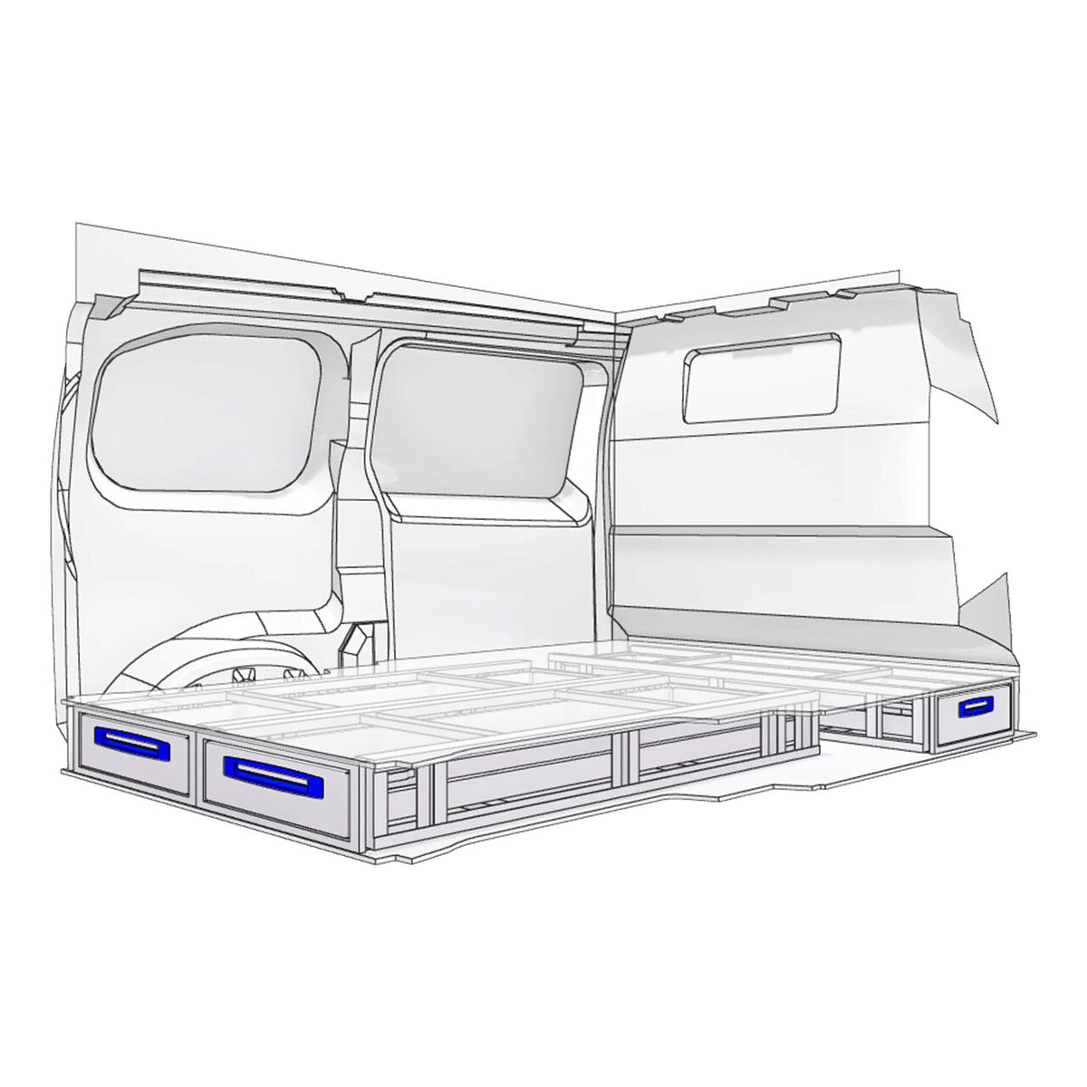 Sistem de sertare sub podea XLD Line Provan 57-1-127-00 pentru RENAULT Trafic 2014, ampatament L1 (3098 mm), inaltime H2 (2493 mm)