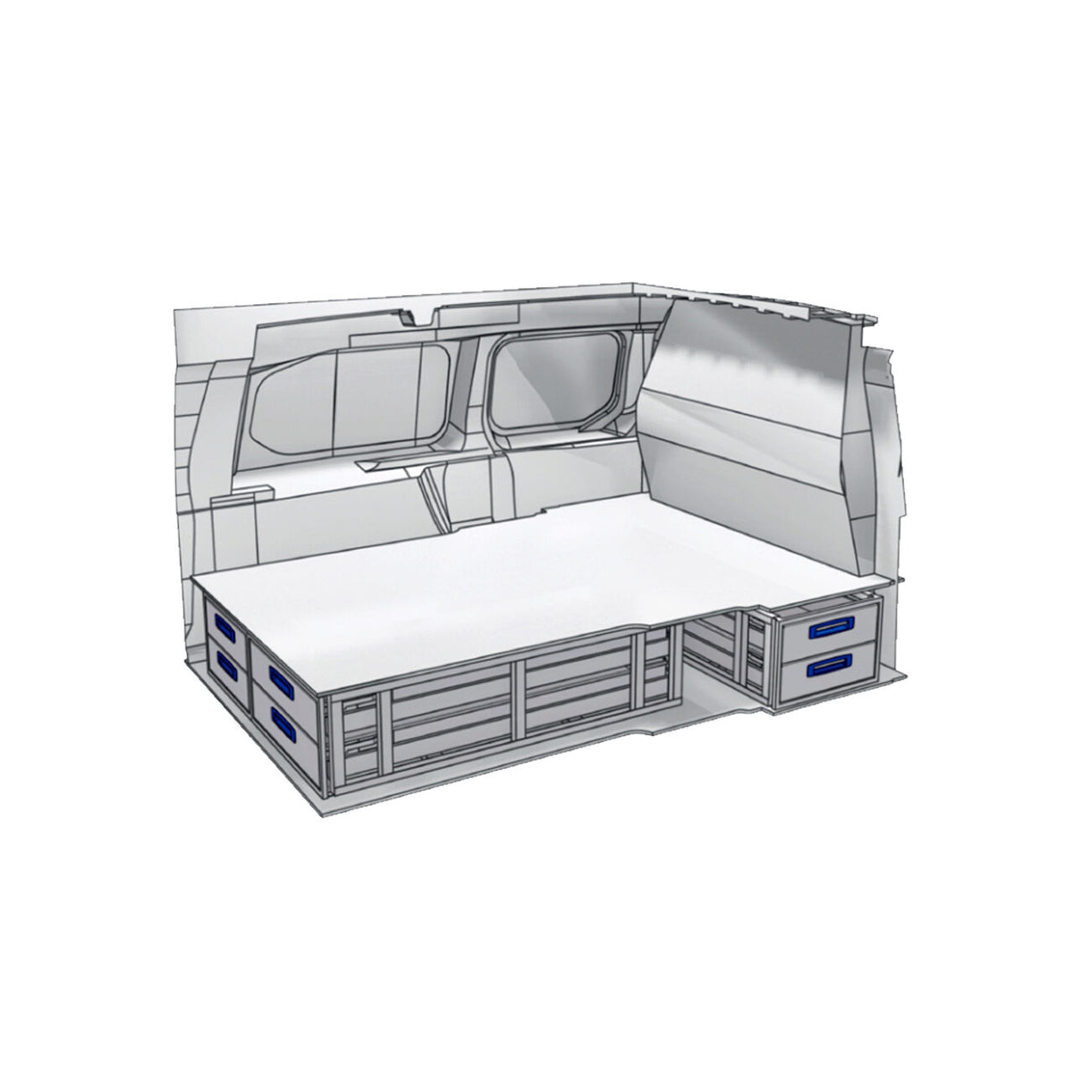Sistem de sertare sub podea XLD Line Provan 57-1-113-00 pentru VAUXHALL Combo 2018, ampatament L2 (2975 mm), inaltime H1 (1817 mm)