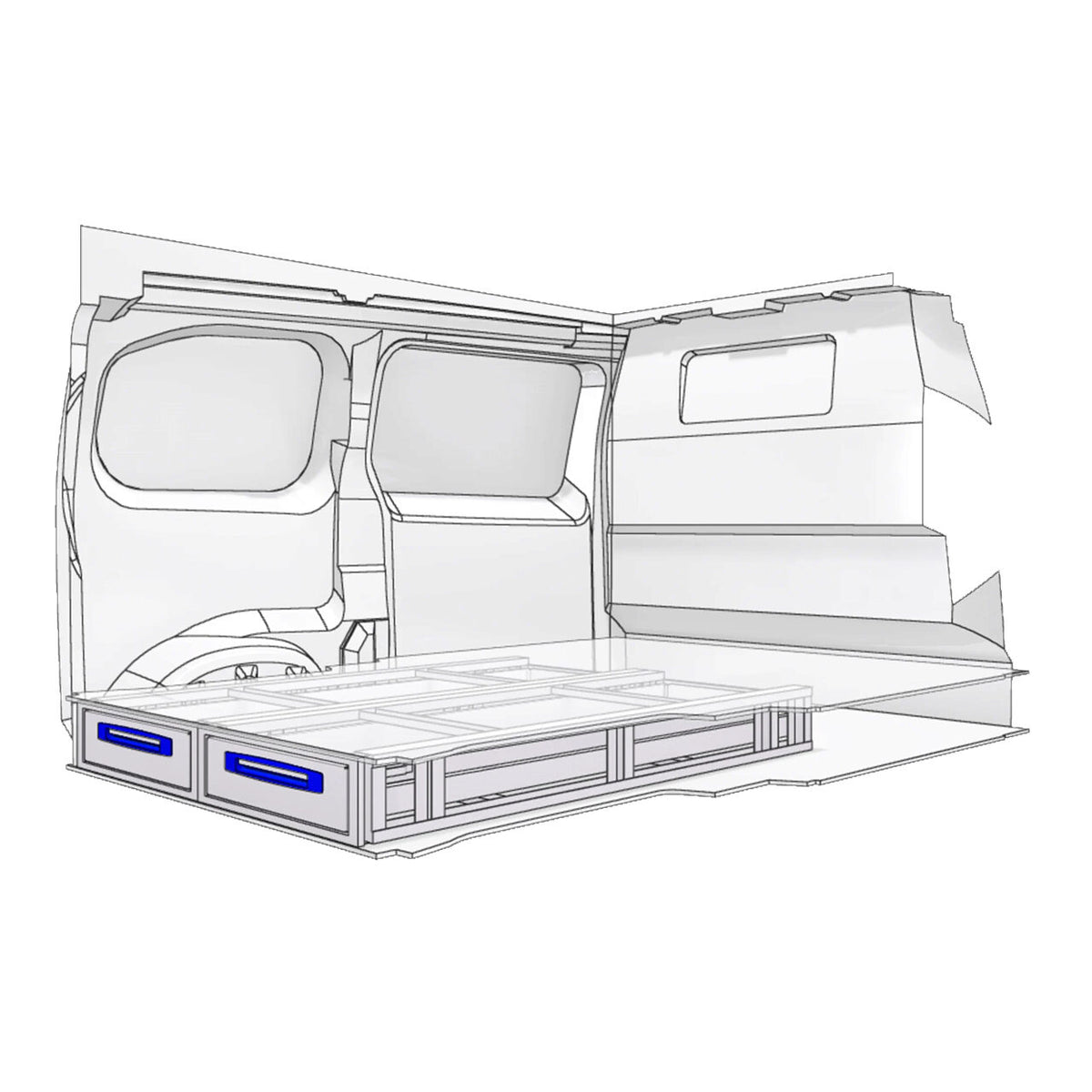 Sistem de sertare sub podea XLD Line Provan 57-1-154-00 pentru CITROEN Jumpy 2016, ampatament L1 (2925 mm), inaltime H1 (1905 mm)