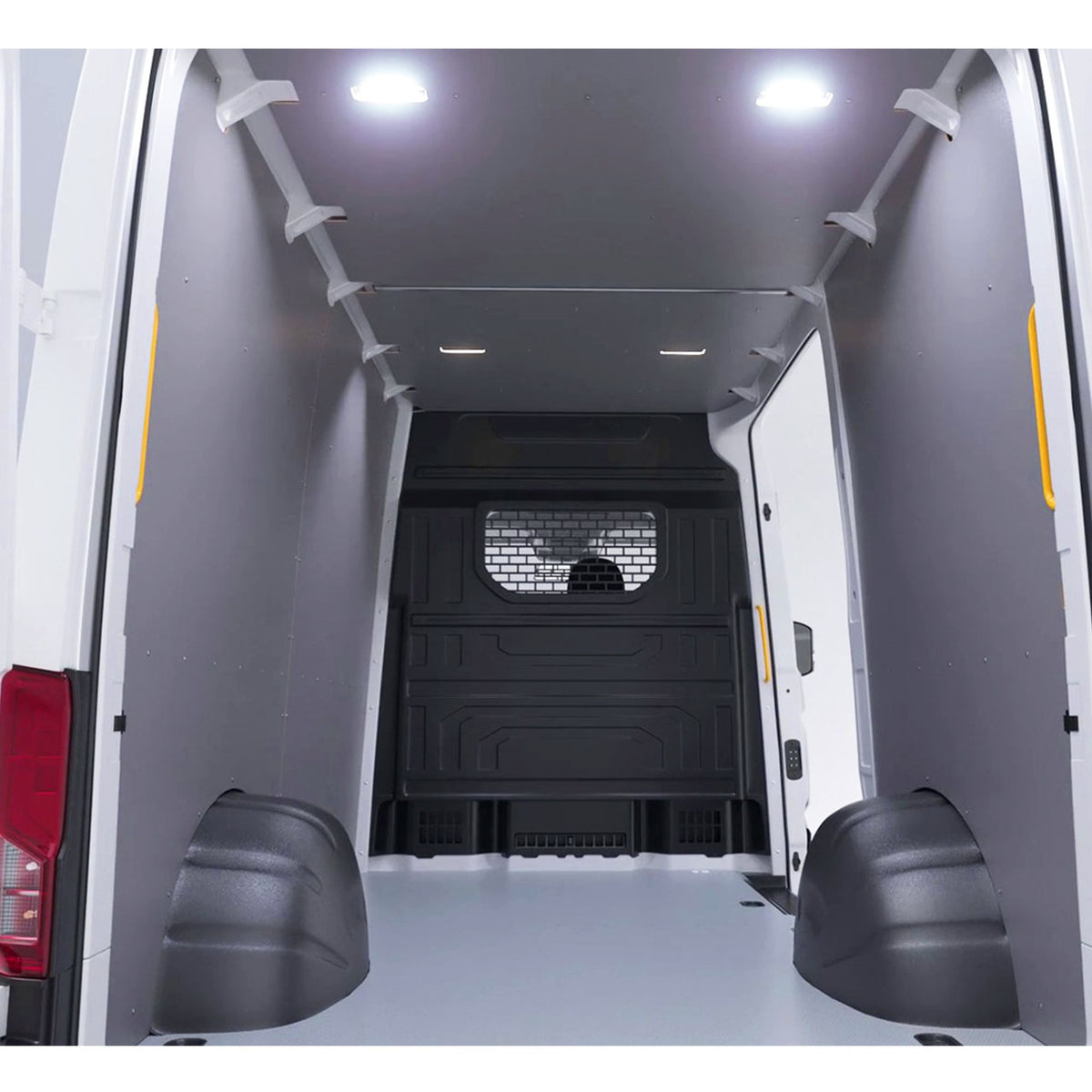 Capitonaj pereti Plastic de 4 mm pentru MERCEDES Sprinter W910 3924 L2H2 model 2018 -, cu tractiune fata si usi culisante pe ambele parti, cu geamuri, suprafata de 12.76 mp