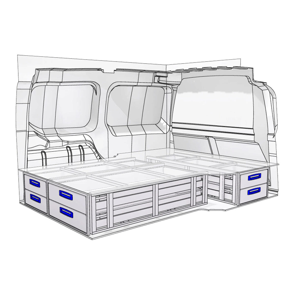 Sistem de sertare sub podea XLD Line Provan 57-1-113-00 pentru VAUXHALL Combo 2018, ampatament L2 (2975 mm), inaltime H1 (1817 mm)