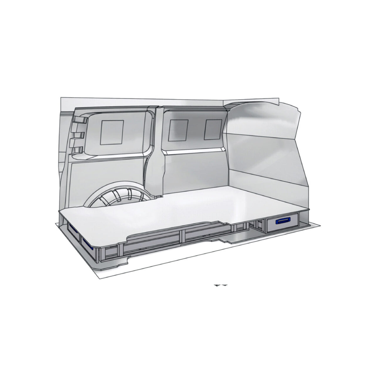 Sistem de sertare sub podea XLD Line Provan 57-1-127-00 pentru RENAULT Trafic 2014, ampatament L1 (3098 mm), inaltime H2 (2493 mm)