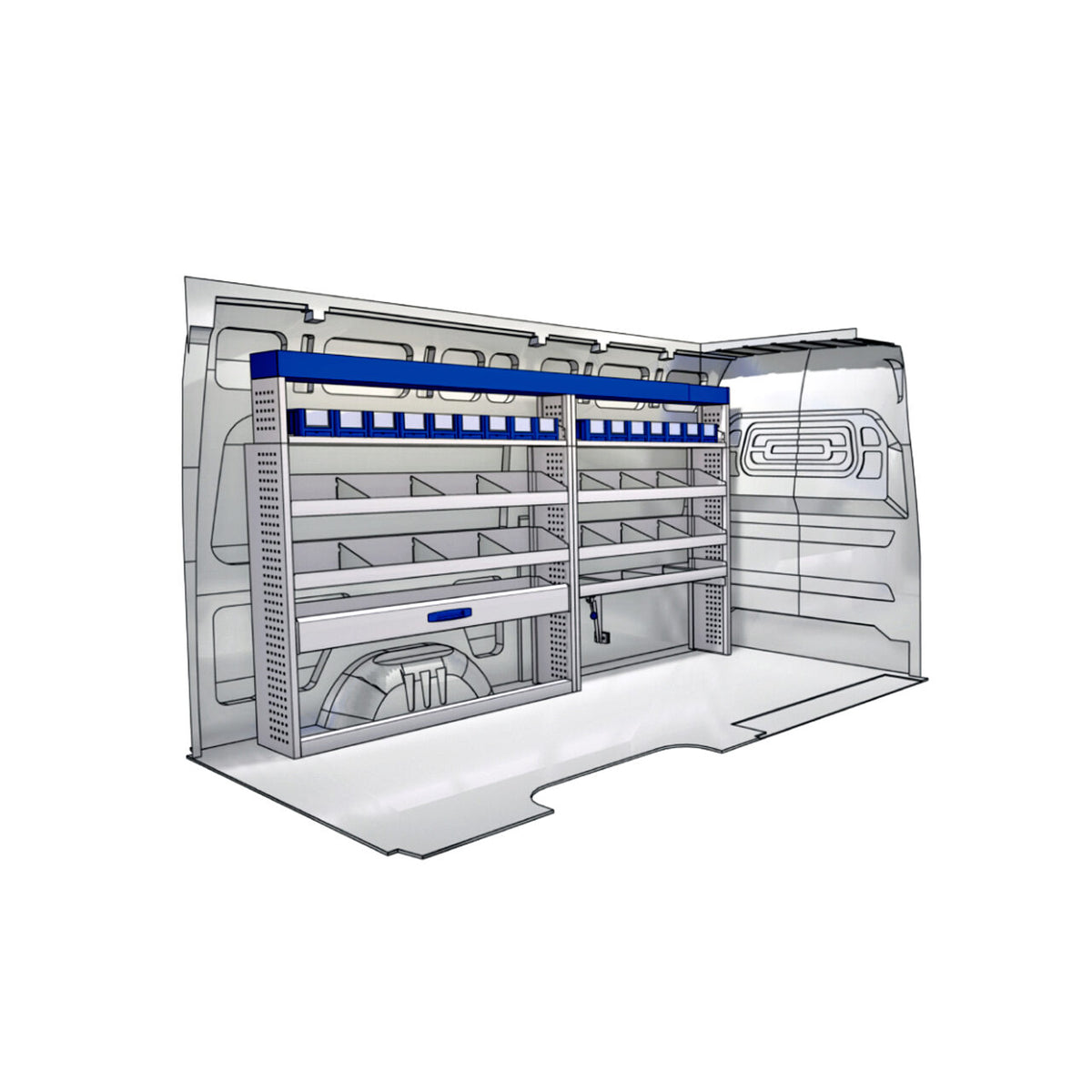 Sistem mobilier modular pe partea stanga Provan 57-1-135-00 pentru FORD Transit 2014-2018, ampatament L3 (3750 mm), inaltime H2 (2541 mm)