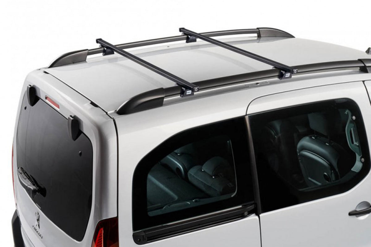 Sistem de 2 bare transversale otel CRUZ 921-936 Oplus SR+130 pentru Ford Courier II Tourneo/Transit 5p (railing) (2014-->2023) cu bare longitudinale