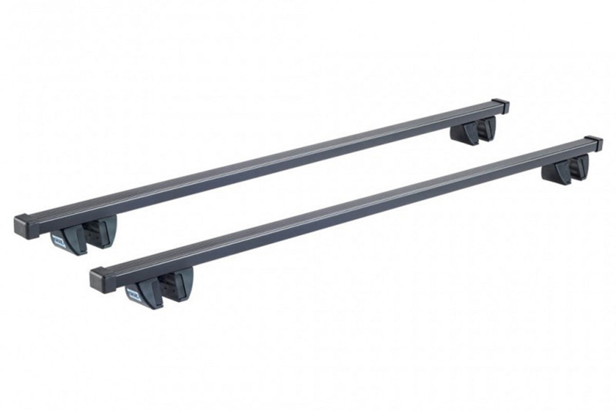 Sistem de 2 bare transversale otel CRUZ 921-938 Oplus SR+140 pentru Fiat Doblo Panorama (III.2 - railing) (2015-->2022) cu bare longitudinale